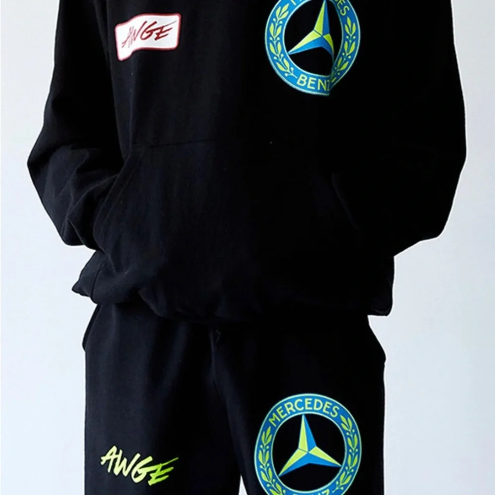 AWGE X Mercedes Benz - ASAP Mob A$AP Rocky Long Sleeve Black Pants Sweats Hoodie - Picture 6 of 8